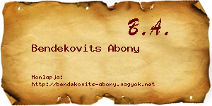Bendekovits Abony névjegykártya